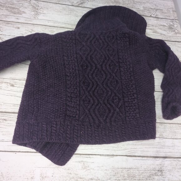 Blarney Aran Wool Royal Purple Fiona One Button Cardigan - Picture 7 of 7